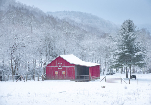 Red Snow Barn