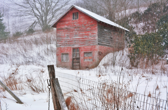 Smokehouse in the Snow